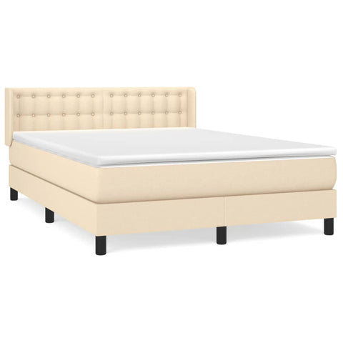 vidaXL Boxspringbett mit Matratze Creme 140x190 cm Stoff