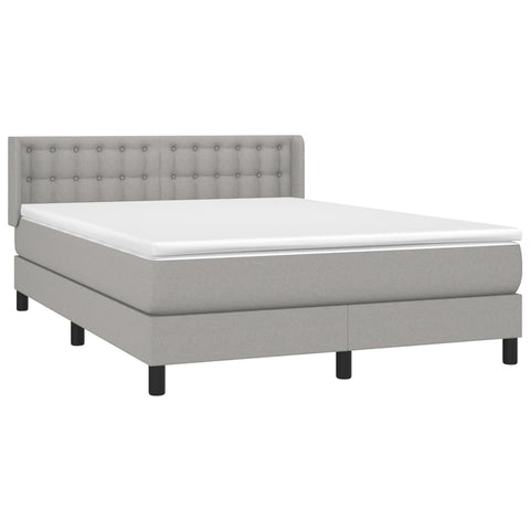 vidaXL Boxspringbett mit Matratze Hellgrau 140x200 cm Stoff