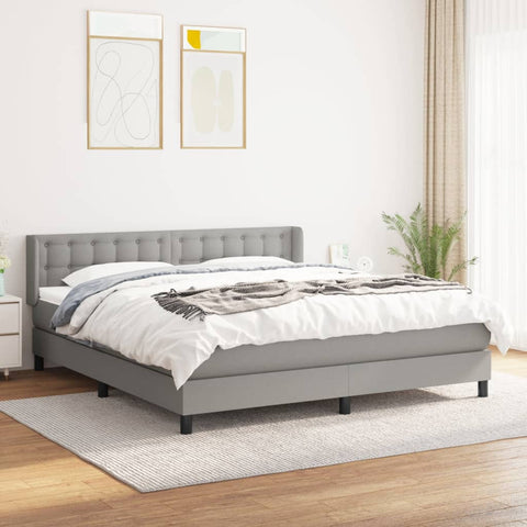 vidaXL Boxspringbett mit Matratze Hellgrau 160x200 cm Stoff