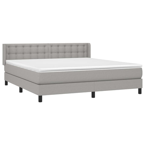 vidaXL Boxspringbett mit Matratze Hellgrau 180x200 cm Stoff