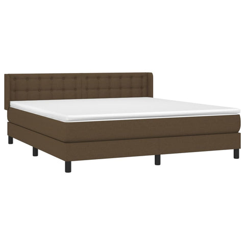 vidaXL Boxspringbett mit Matratze Dunkelbraun 180x200 cm Stoff