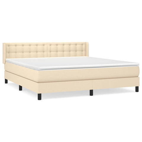 vidaXL Boxspringbett mit Matratze Creme 180x200 cm Stoff