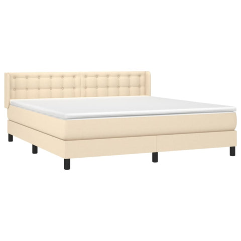 vidaXL Boxspringbett mit Matratze Creme 180x200 cm Stoff