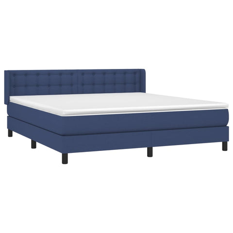 vidaXL Boxspringbett mit Matratze Blau 180x200 cm Stoff