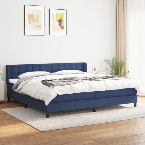 vidaXL Boxspringbett mit Matratze Blau 200x200 cm Stoff