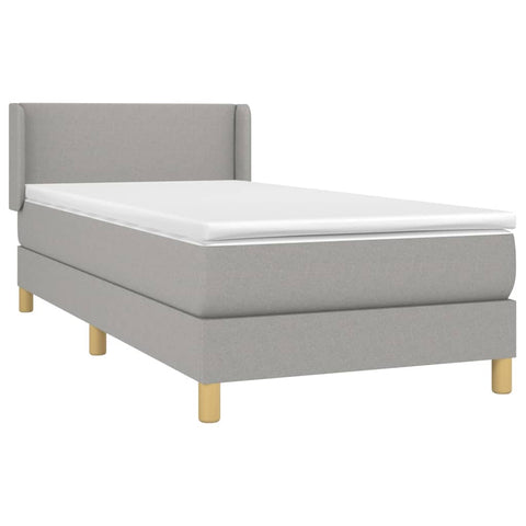 vidaXL Boxspringbett mit Matratze Hellgrau 80x200 cm Stoff