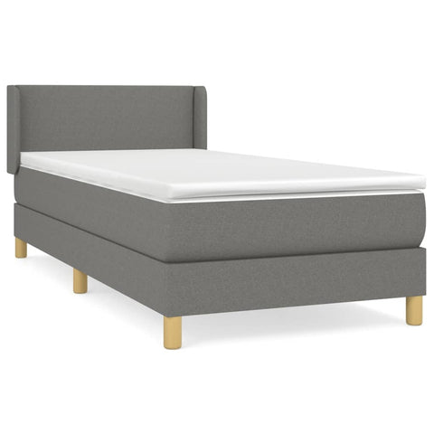 vidaXL Boxspringbett mit Matratze Dunkelgrau 80x200 cm Stoff