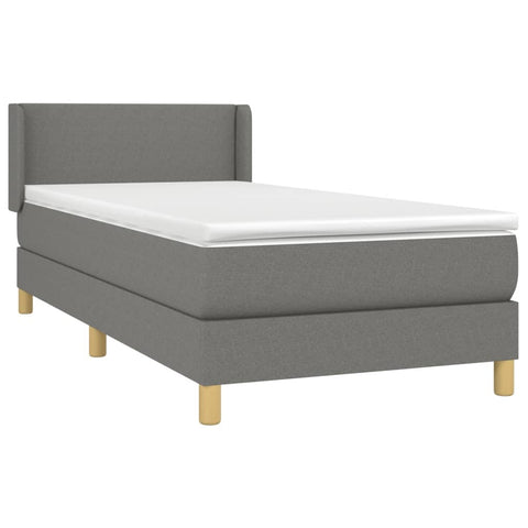 vidaXL Boxspringbett mit Matratze Dunkelgrau 80x200 cm Stoff