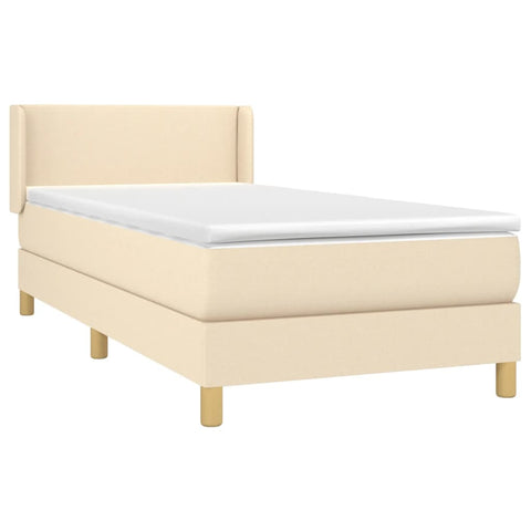 vidaXL Boxspringbett mit Matratze Creme 80x200 cm Stoff