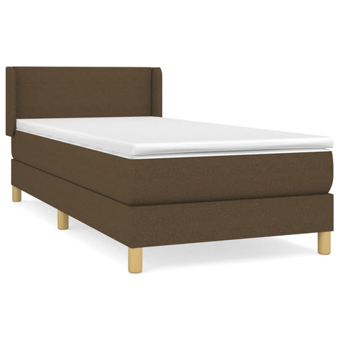 vidaXL Boxspringbett mit Matratze Dunkelbraun 90x190 cm Stoff