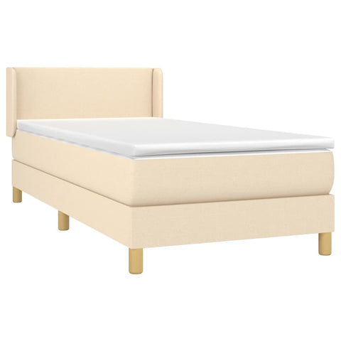 vidaXL Boxspringbett mit Matratze Creme 90x190 cm Stoff