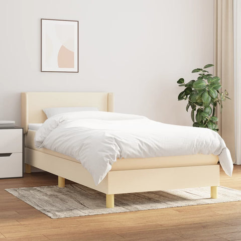 vidaXL Boxspringbett mit Matratze Creme 90x190 cm Stoff