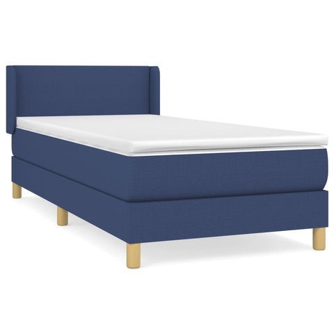 vidaXL Boxspringbett mit Matratze Blau 90x190 cm Stoff