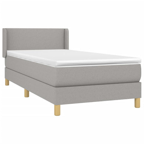 vidaXL Boxspringbett mit Matratze Hellgrau 100x200 cm Stoff