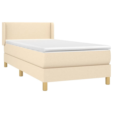 vidaXL Boxspringbett mit Matratze Creme 100x200 cm Stoff