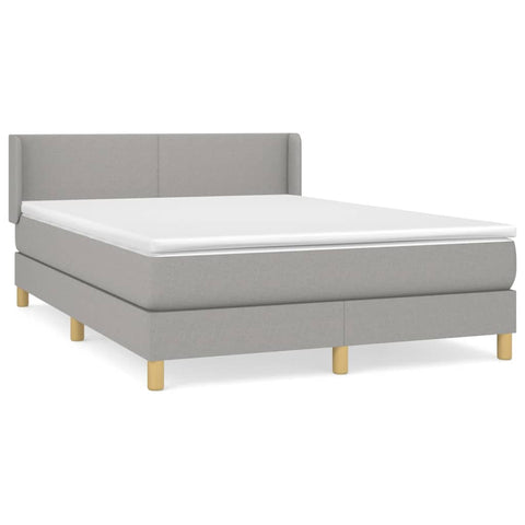 vidaXL Boxspringbett mit Matratze Hellgrau 140x190 cm Stoff