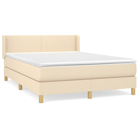 vidaXL Boxspringbett mit Matratze Creme 140x190 cm Stoff