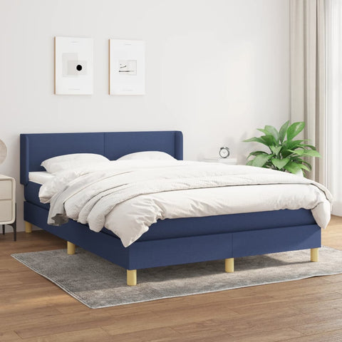 vidaXL Boxspringbett mit Matratze Blau 140x190 cm Stoff