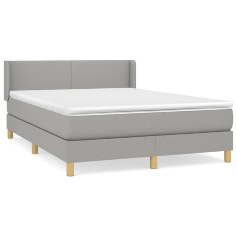 vidaXL Boxspringbett mit Matratze Hellgrau 140x200 cm Stoff