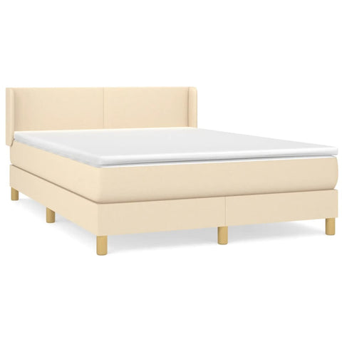 vidaXL Boxspringbett mit Matratze Creme 140x200 cm Stoff