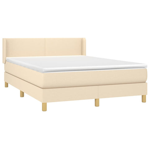 vidaXL Boxspringbett mit Matratze Creme 140x200 cm Stoff