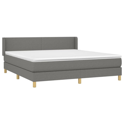 vidaXL Boxspringbett mit Matratze Dunkelgrau 160x200 cm Stoff