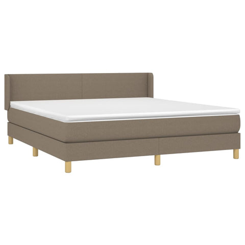 vidaXL Boxspringbett mit Matratze Taupe 160x200 cm Stoff