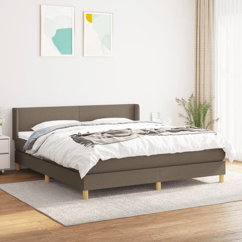 vidaXL Boxspringbett mit Matratze Taupe 160x200 cm Stoff