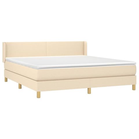 vidaXL Boxspringbett mit Matratze Creme 160x200 cm Stoff