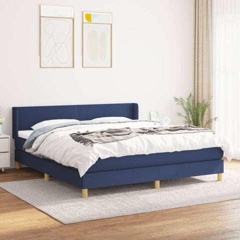 vidaXL Boxspringbett mit Matratze Blau 160x200 cm Stoff