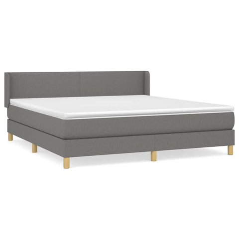 vidaXL Boxspringbett mit Matratze Dunkelgrau 180x200 cm Stoff