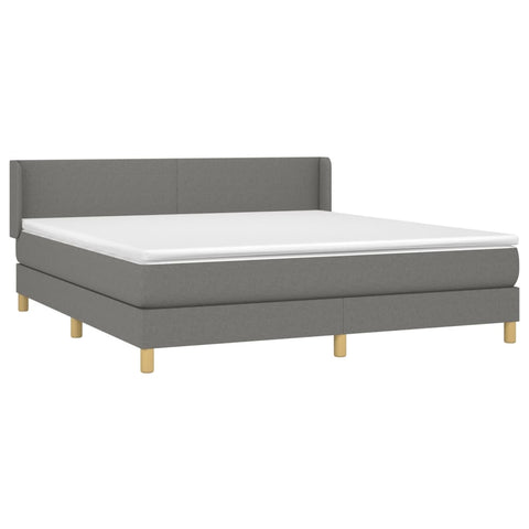 vidaXL Boxspringbett mit Matratze Dunkelgrau 180x200 cm Stoff