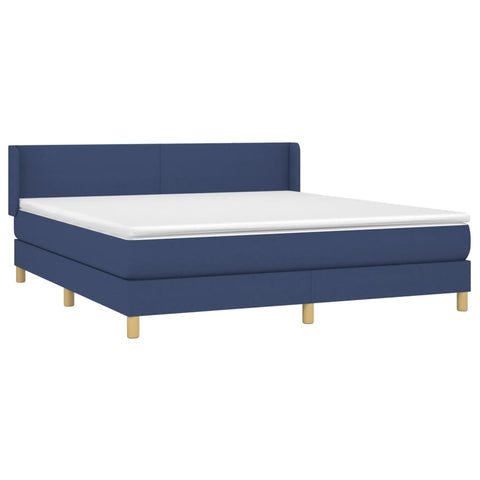 vidaXL Boxspringbett mit Matratze Blau 180x200 cm Stoff