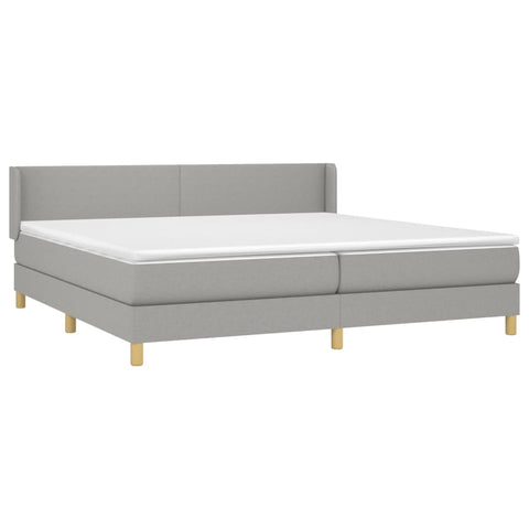 vidaXL Boxspringbett mit Matratze Hellgrau 200x200 cm Stoff