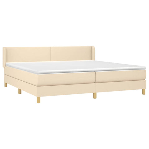 vidaXL Boxspringbett mit Matratze Creme 200x200 cm Stoff