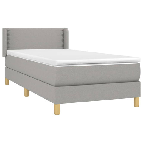 vidaXL Boxspringbett mit Matratze Hellgrau 80x200 cm Stoff