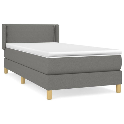 vidaXL Boxspringbett mit Matratze Dunkelgrau 80x200 cm Stoff