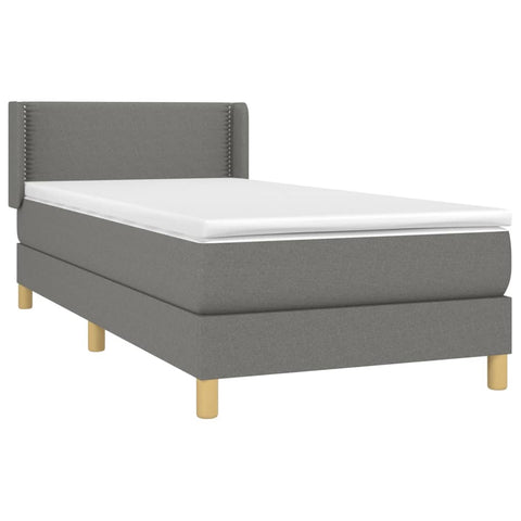 vidaXL Boxspringbett mit Matratze Dunkelgrau 80x200 cm Stoff