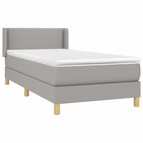 vidaXL Boxspringbett mit Matratze Hellgrau 90x190 cm Stoff