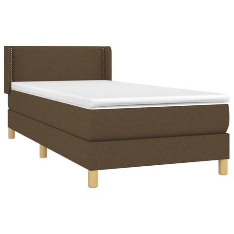 vidaXL Boxspringbett mit Matratze Dunkelbraun 90x190 cm Stoff