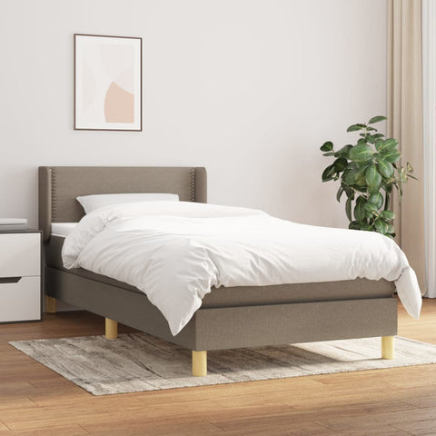 vidaXL Boxspringbett mit Matratze Taupe 90x190 cm Stoff