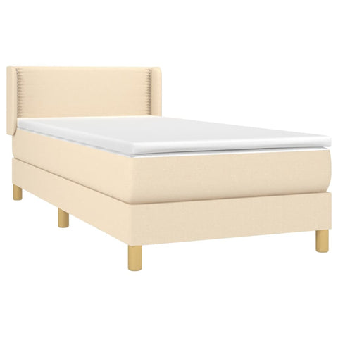 vidaXL Boxspringbett mit Matratze Creme 90x190 cm Stoff