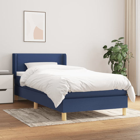 vidaXL Boxspringbett mit Matratze Blau 90x190 cm Stoff