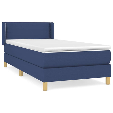 vidaXL Boxspringbett mit Matratze Blau 90x200 cm Stoff