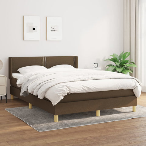 vidaXL Boxspringbett mit Matratze Dunkelbraun 140x190 cm Stoff