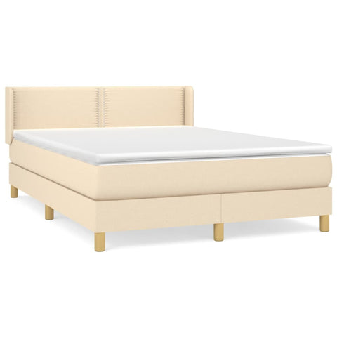 vidaXL Boxspringbett mit Matratze Creme 140x190 cm Stoff