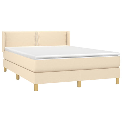 vidaXL Boxspringbett mit Matratze Creme 140x190 cm Stoff