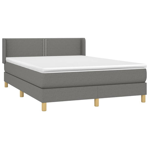 vidaXL Boxspringbett mit Matratze Dunkelgrau 140x200 cm Stoff