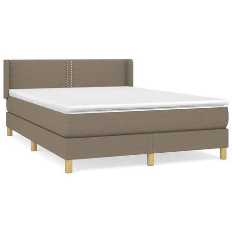 vidaXL Boxspringbett mit Matratze Taupe 140x200 cm Stoff