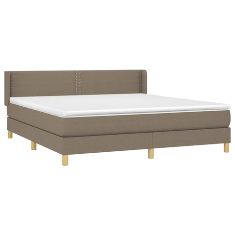 vidaXL Boxspringbett mit Matratze Taupe 180x200 cm Stoff